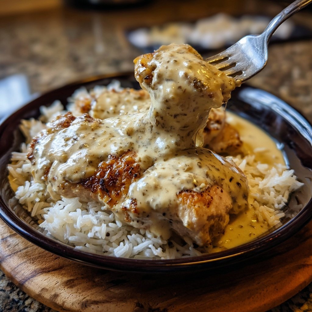 Creamy Garlic Chicken With Rice