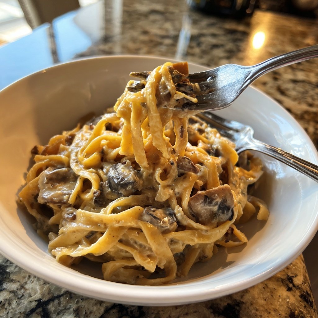 Romantic Creamy Mushroom Tagliatelle