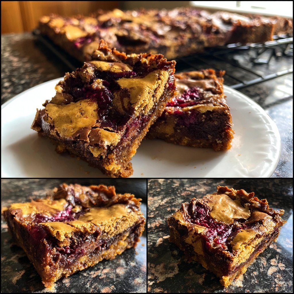 Cottage Cheese Brownies with Blackberry Swirl