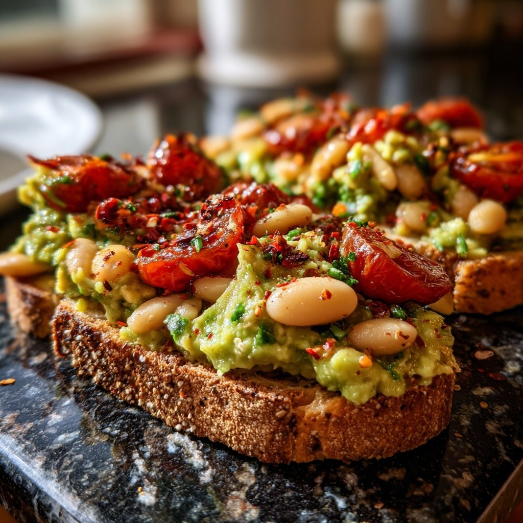 Healthy Lunch Avocado White Bean Toast
