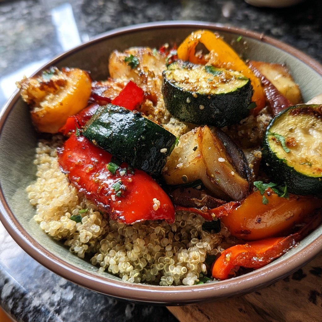 Healthy Dinner Roasted Veggie Quinoa Plate