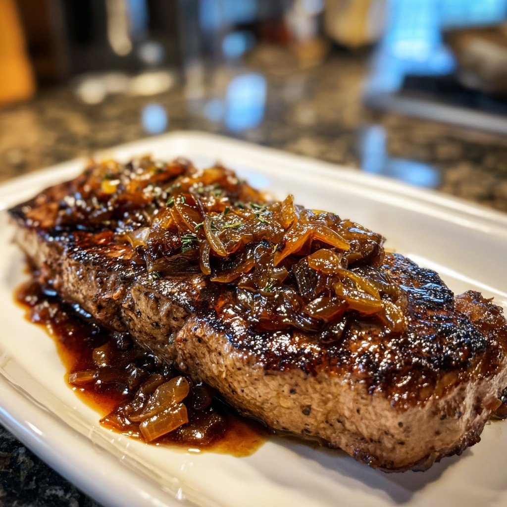 Steak with Balsamic Shallots