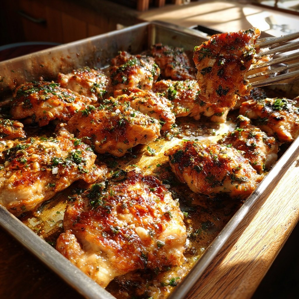 Sheet Pan Chicken With Garlic Sauce