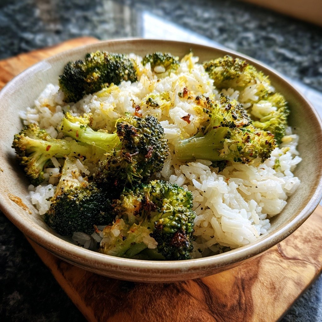 Roasted Broccoli Lemon Rice Bowl